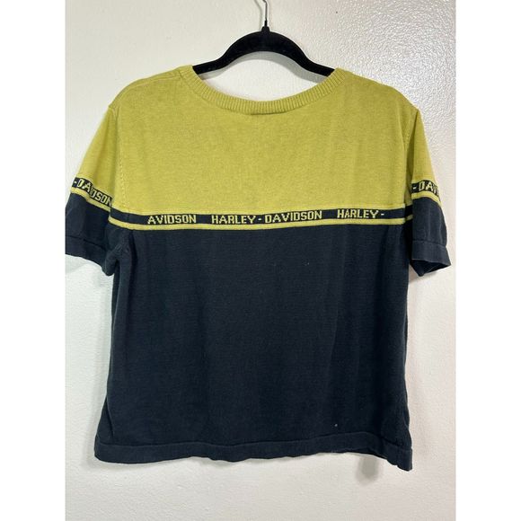 Harley-Davidson Vintage Women's Black/Yellow Cropped Knit Sweater, Size XL - Picture 5 of 5